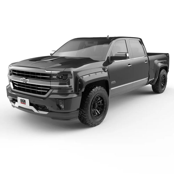 EGR 2014 - 2019 Chev 1500 / 2500 HD / 3500 HD Silverado 6-8ft Bed Bolt-On Look Color Match Fender Flares - Set - Black