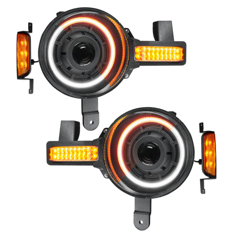 Oracle 2021+ Ford Bronco Oculus Bi-LED Projector Headlights - Amber/White Switchback
