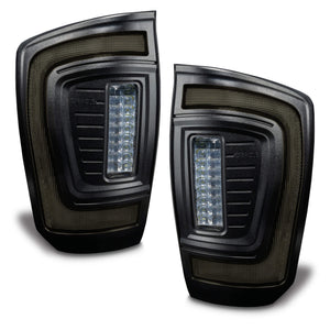 Oracle Lighting 2016 - 2023 Gen 3 Toyota Tacoma Black Tinted Series Flush Style LED Tail Lights