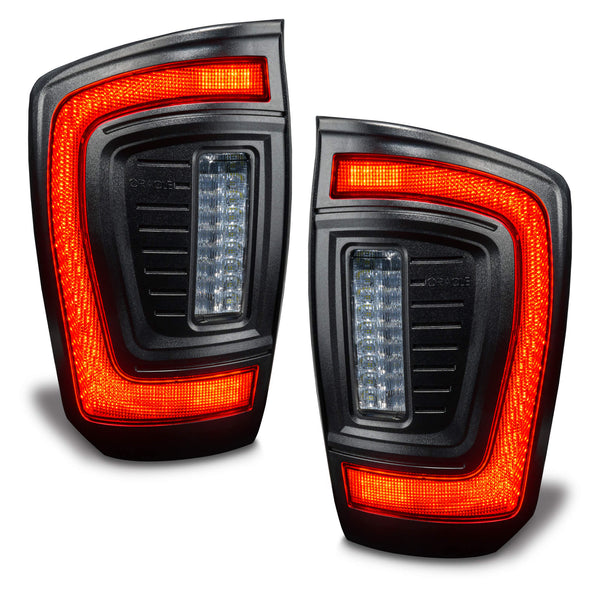 Oracle Lighting 2016 - 2023 Gen 3 Toyota Tacoma Black Tinted Series Flush Style LED Tail Lights