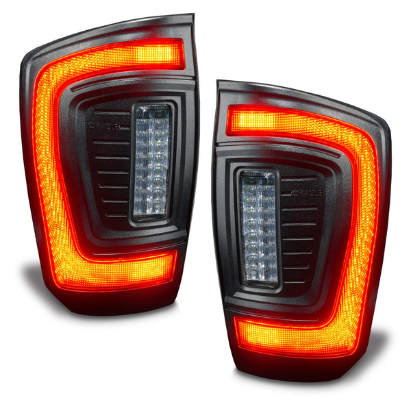 Oracle Lighting 2016 - 2023 Gen 3 Toyota Tacoma Black Tinted Series Flush Style LED Tail Lights