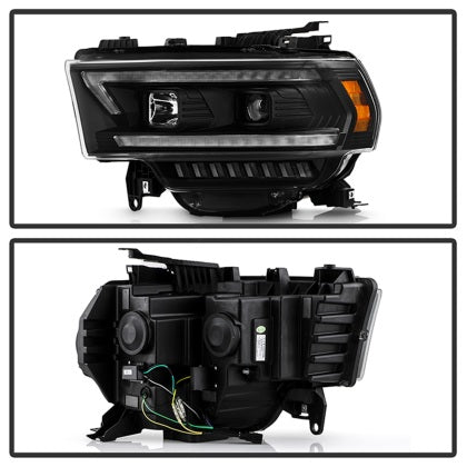 Spyder 2019 - 2022 Dodge Ram 2500 (Halogen Only) Projector Headlights - Black PRO-YD-DR19HDHALSI-SEQ-BK