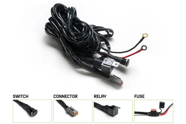 DV8 Offroad 60 AMP Universal Wire Harness w/ Switch & DTP Connector - 15ft