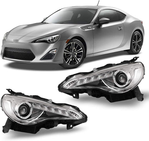 Winjet Projector Headlights Chrome / Clear - Scion FR-S 2013-2016