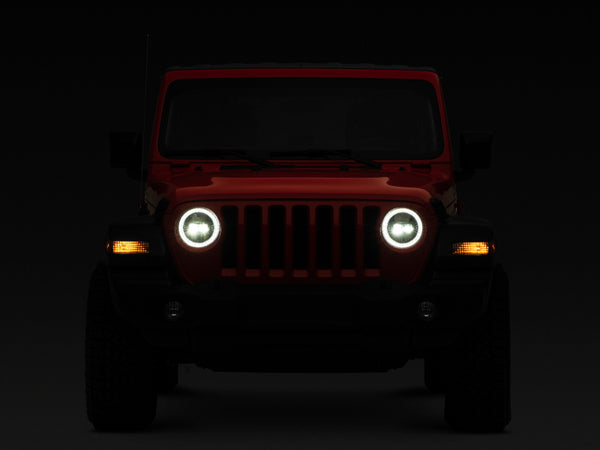 Raxiom 2018 + Jeep Wrangler JL/JT Axial Series LED Headlights- Black Housing (Clear Lens)