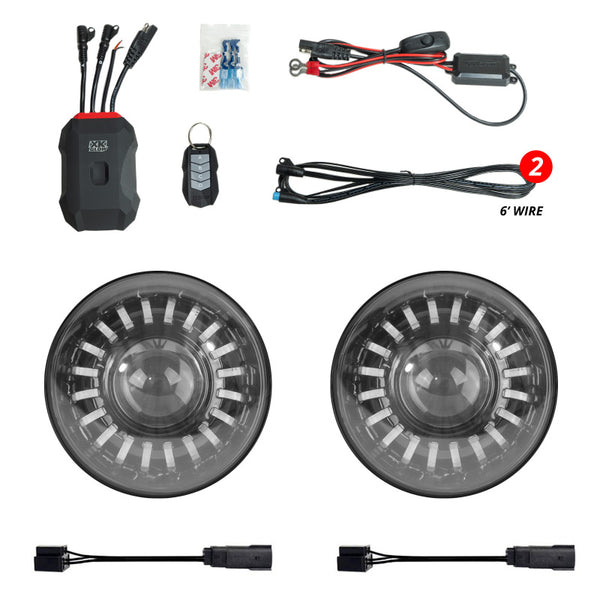 XK Glow 2019+ Jeep Wrangler JL/JT 7in Headlight XKmax RGBW Kit w/ Mounted Bracket App Control 2pc