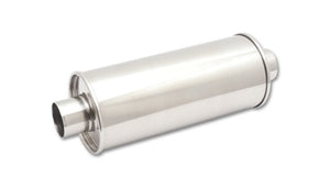 Vibrant StreetPower Round Muffler 6inx9inx14in long Muff body 3in inlet I.D. x3in outlet Center-Center