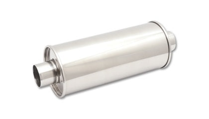 Vibrant StreetPower Round Muffler 6inx9inx14in long Muff body 3in inlet I.D. x3in outlet Center-Center