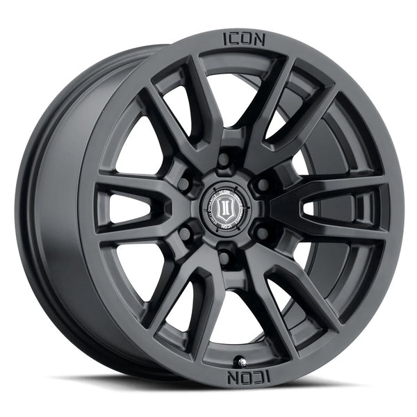 ICON Vector 6 17x8.5 6x5.5 6x139.7 0mm Offset 4.75in BS 106.1mm Bore Satin Black Wheel