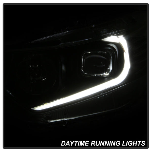xTune 2009 - 2014 Acura TSX Projector Headlights - Light Bar DRL - Black (PRO-JH-ATSX09-LB-BK)