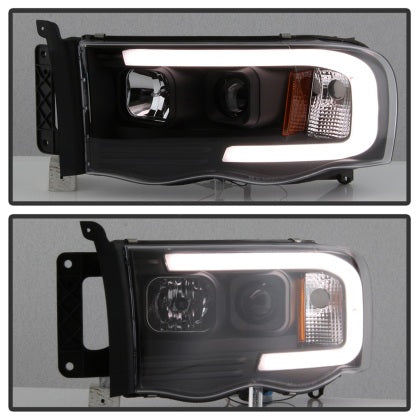 Spyder 2002 - 2005 Dodge Ram 1500 / Ram 2500/3500 2003 - 2005 Light Bar Projector Headlights - Black (PRO-YD-DR02V2-LB-BK)