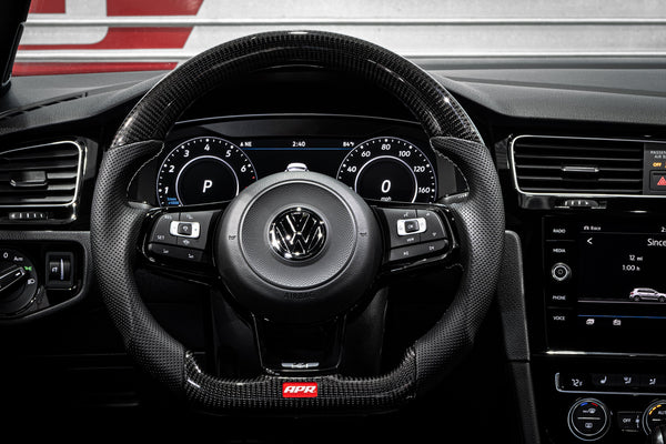 APR 2015 - 2019 Volkswagen Golf R / 2015 - 2021 GTi / 2015 - 2024 Jetta Steering Wheel Silver Stitching (For use w/o Paddles)