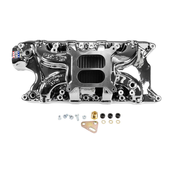 Edelbrock Ford Small Block 302 Performer RPM Intake Manifold - Chrome Plasma Finish
