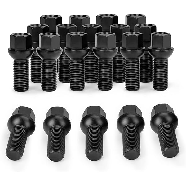 Wheel Mate Mevius Lug Bolt Set of 20 - Black 12x1.50 27mm Ball 14mm RAD