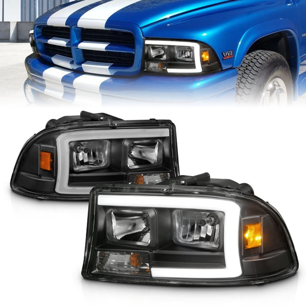 ANZO 1997 - 2004 Dodge Dakota / 1998 - 2003 Durango Crystal headlight Set w/ Light