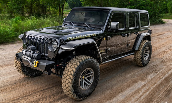 Bushwacker 2018 + Jeep Wrangler JL (2-Door & 4-Door) Hyperform Flat Style Flares 4pc - Black