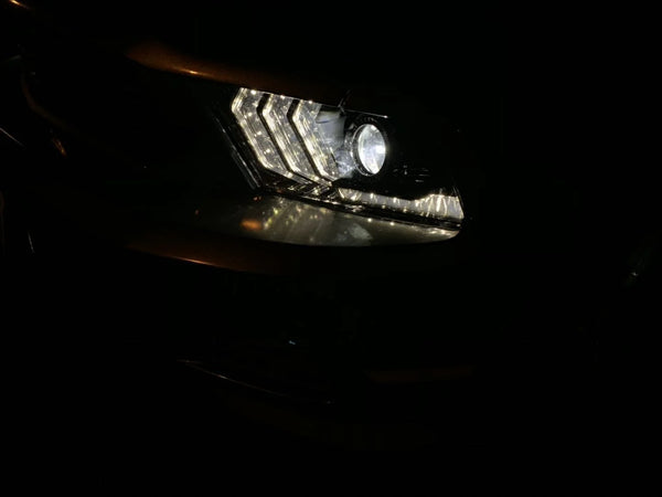 AlphaRex 2010 - 2012 Ford Mustang LUXX LED Projector Headlights Plank Style Chrome w/Activ Light/Seq Signal