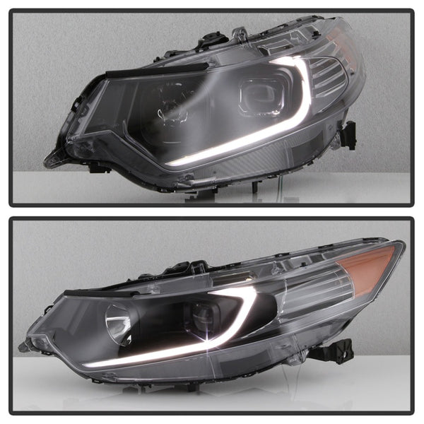 xTune 2009 - 2014 Acura TSX Projector Headlights - Light Bar DRL - Black (PRO-JH-ATSX09-LB-BK)