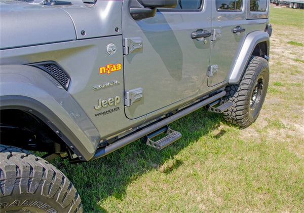 N-Fab RKR Rails 2018 + Jeep Wrangler JL 4 Door Dab Length - Gloss Black - 1.75in