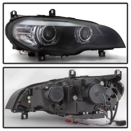 Spyder 2007 - 2010 BMW X5 E70 (HID Models Only) Projector Headlights - Black PRO-YD-BMWE7007-AFSHID-BK