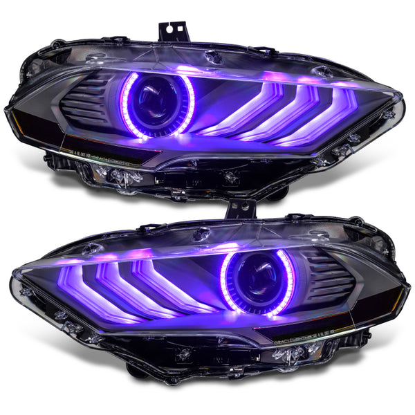 Oracle Lighting 2018 - 2023  Ford Mustang Dynamic ColorSHIFT LED Headlights - Black Series
