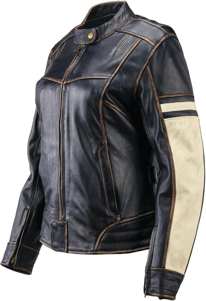 River Road Dame Vintage Leather Jacket Black Womens