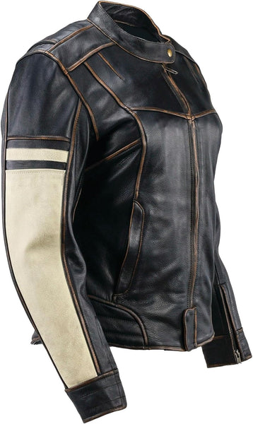 River Road Dame Vintage Leather Jacket Black Womens