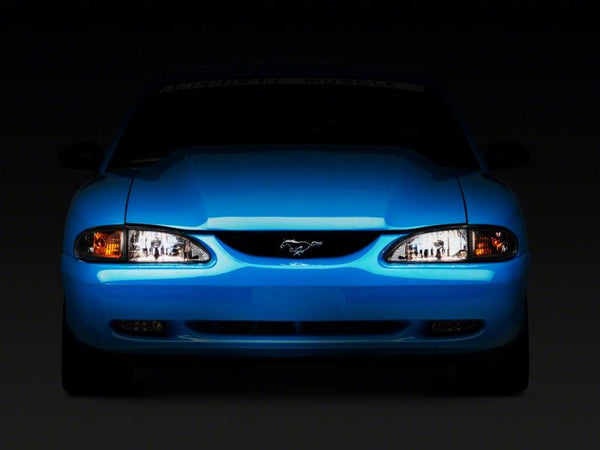 Raxiom 1994 - 1998 Ford Mustang Axial Series Cobra Style Headlights- Chrome Housing (Clear Lens)
