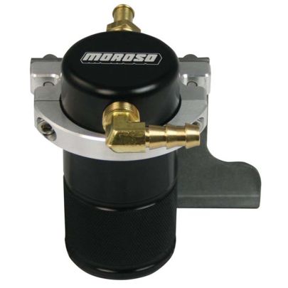 Moroso 2010 - 2015 Chevrolet Camaro SS (w/Edlebrock S.C.) Air/Oil Separator Catch Can - Billet Alum -Black