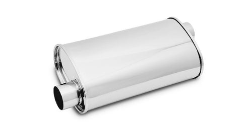 Vibrant StreetPower Oval Muffler 5in x 9in x 15in long body 3in inlet I.D. x 3in outlet Offset-Offset