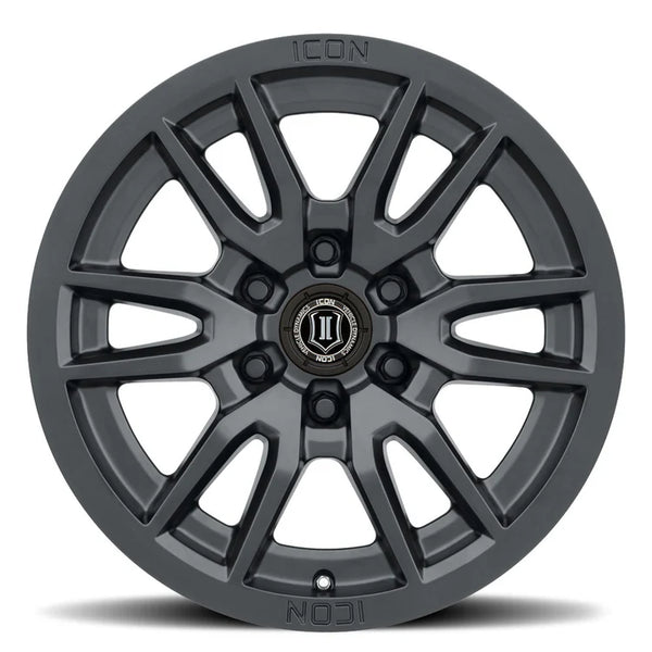 ICON Vector 6 17x8.5 6x5.5 6x139.7 0mm Offset 4.75in BS 106.1mm Bore Satin Black Wheel