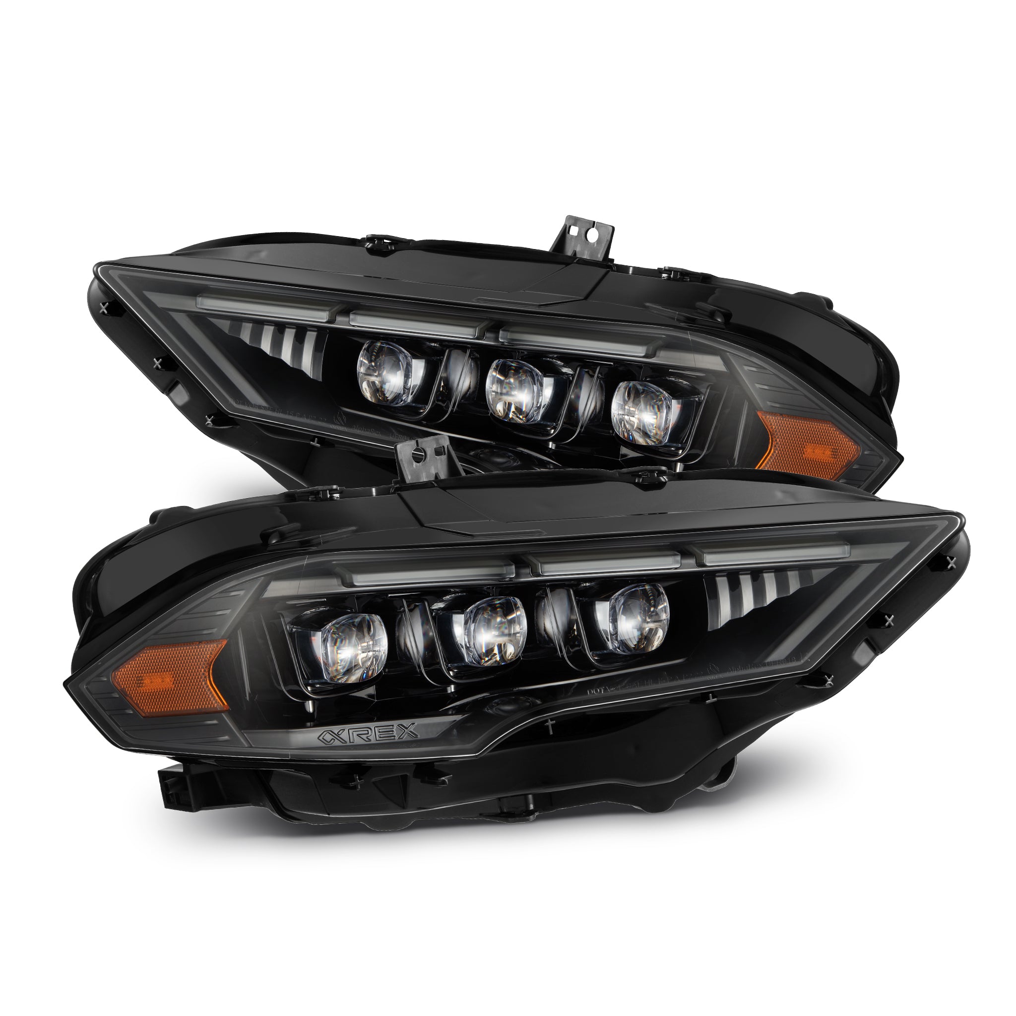 AlphaRex 2018 - 2022 Ford Mustang MK II NOVA-Series LED Projector Headlights Alpha-Black