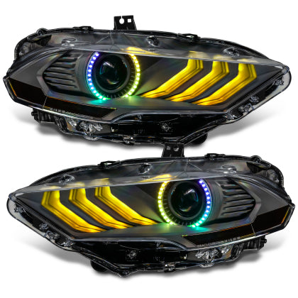 Oracle Lighting 2018 - 2023  Ford Mustang Dynamic ColorSHIFT LED Headlights - Black Series