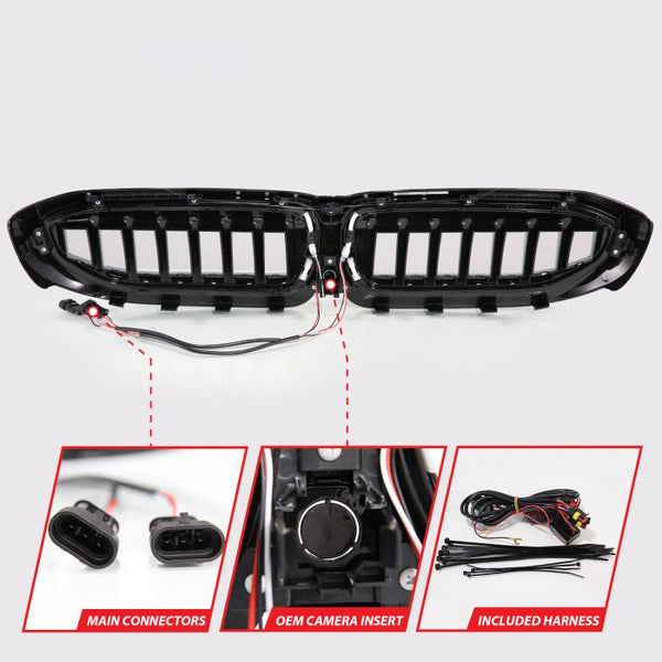 Anzo 2019 - 2022 BMW 3 Series Black Housing Full LED Front Grille w/ Initiation & Running Light