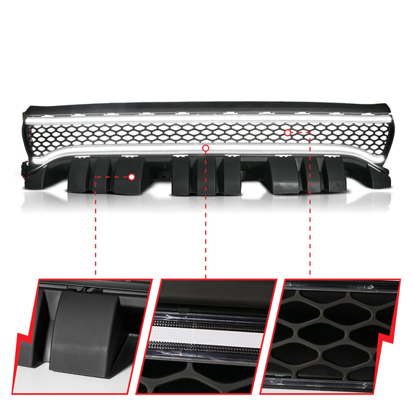 ANZO 2015 - 2023 Dodge Charger Black LED Grille w/ Initiation & Running Light/DRL Bar