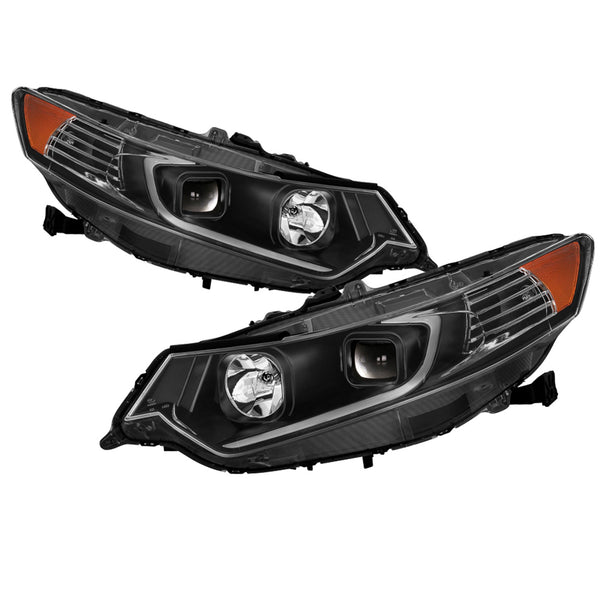 xTune 2009 - 2014 Acura TSX Projector Headlights - Light Bar DRL - Black (PRO-JH-ATSX09-LB-BK)