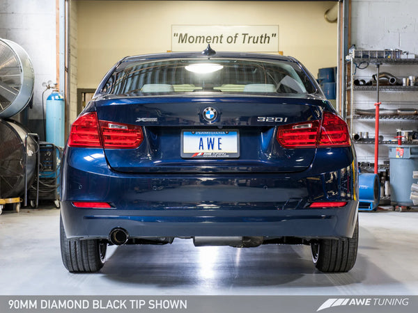 AWE Tuning BMW F30 2013 - 2018 320i Touring Exhaust w/Performance Mid Pipe - Diamond Black Tip (90mm)