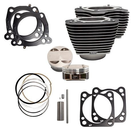 S&S Cycle Harley Davidson M8 Big Bore Kit, 107 to 124, Black with Highlighting, 4.250 bore x 4.375 stroke
