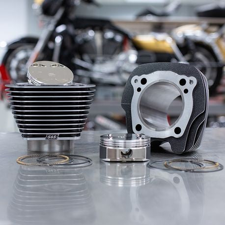 S&S Cycle Harley Davidson M8 Big Bore Kit, 117 to 128, Black Granite with Highlighting, 4.250 bore x 4.5 stroke