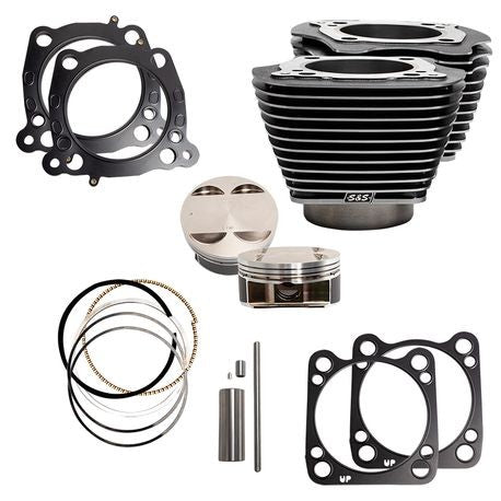 S&S Cycle Harley Davidson M8 Big Bore Kit, 117 to 128, Black Granite with Highlighting, 4.250 bore x 4.5 stroke