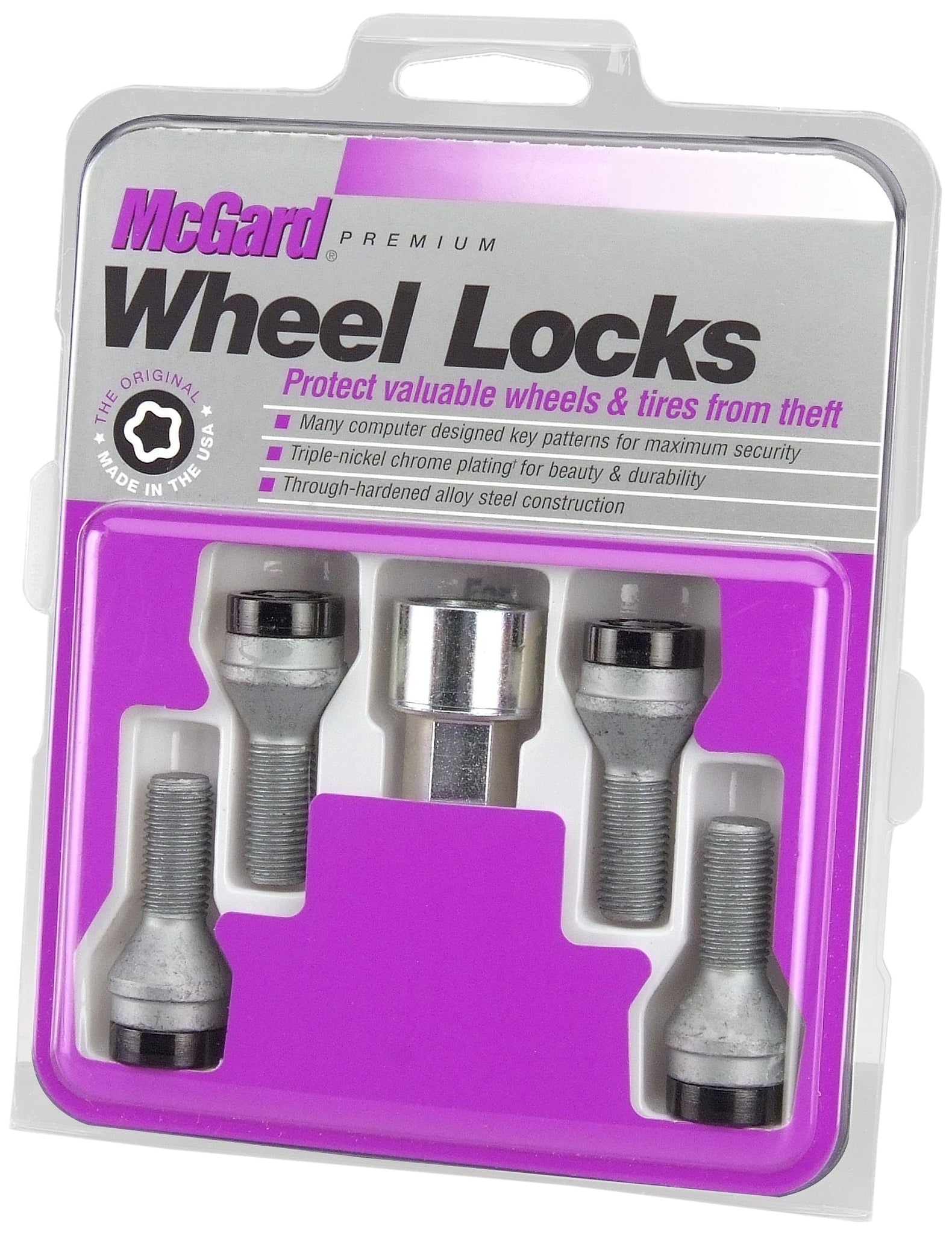 McGard Wheel Lock Bolt Set - 4pk. (Cone Seat) M14X1.25 / 17mm Hex / 27.3mm Shank Length - Black