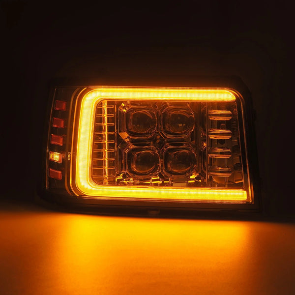 AlphaRex 1992 - 1996 Ford F-Series F150/F250/F350 / Bronco NOVA LED Proj Headlights Chrome w/ Activ. Light Seq. Signal and SB DRL