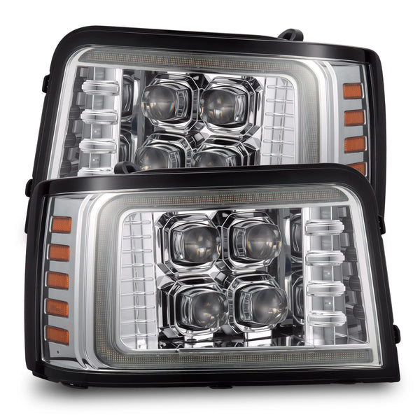 AlphaRex 1992 - 1996 Ford F-Series F150/F250/F350 / Bronco NOVA LED Proj Headlights Chrome w/ Activ. Light Seq. Signal and SB DRL