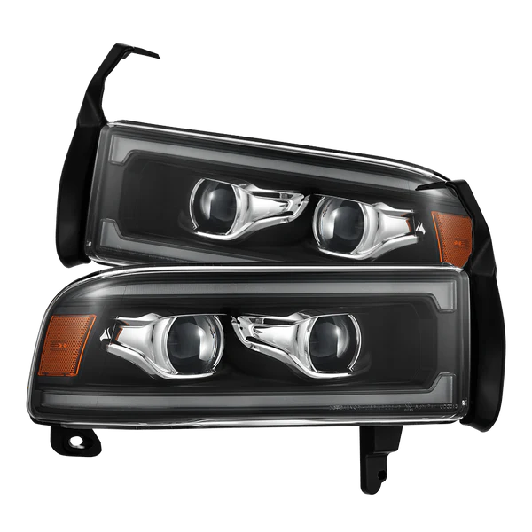 AlphaRex 1994 - 2001 RAM 1500 / 2500 / 3500 LUXX LED Projector Headlights Black w/Activ Light/Seq Signal/SB DRL