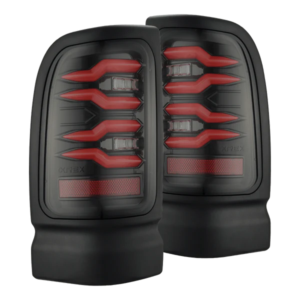 AlphaRex 1994 - 2001 Dodge Ram 1500/2500/3500 LUXX-Series LED Tail Lights - Black/Red