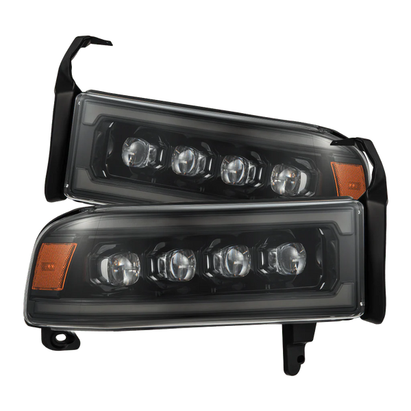 AlphaRex 1994 - 2001 RAM 1500 / 2500 / 3500 NOVA LED Proj Headlights Alpha-Black /Activ Light/Seq Signal/SB DRL