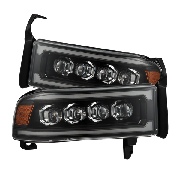 AlphaRex 1994 - 2001 RAM 1500 / 2500 / 3500 NOVA LED Projector Headlights Blk w/Activ Light/Seq Signal/SB DRL