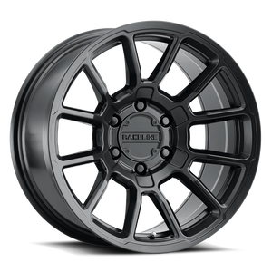 Raceline 950B Gauge 18x9in / 5x139.7 BP / 18mm Offset / 106.5mm Bore - Satin Black Wheel