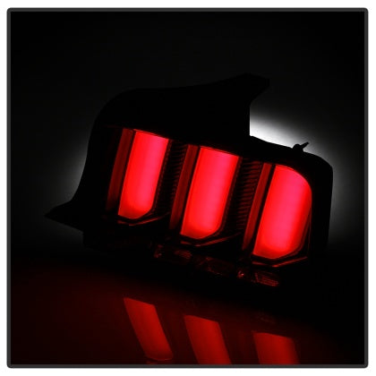 Spyder 2005 - 2009 Ford Mustang (Red Light Bar) LED Tail Lights - Black ALT-YD-FM05V3-RBLED-BK