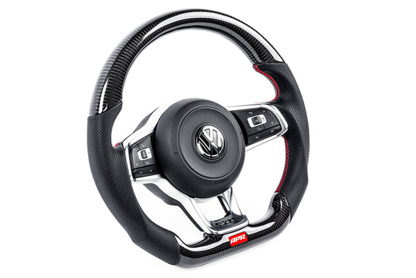 APR 2015 - 2019 Volkswagen Golf R / 2015 - 2021 GTi / 2015 - 2024 Jetta Steering Wheel - Red Stitching Paddle (For use w/ Paddles)